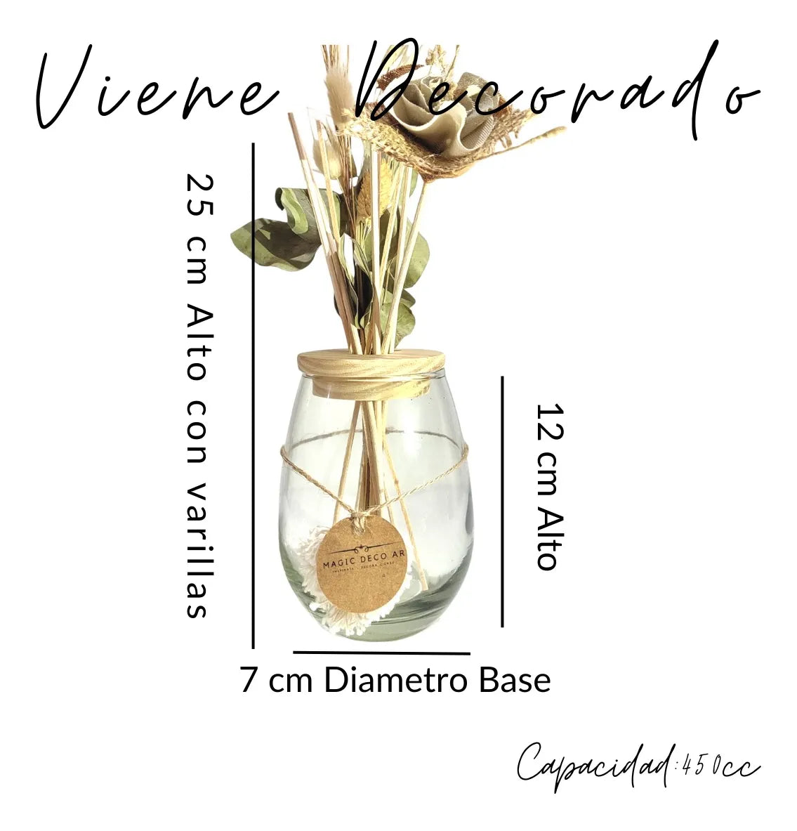 Mayorista X3 Frasco Vidrio Difusor Bomb Alt +tapa +flor Tela