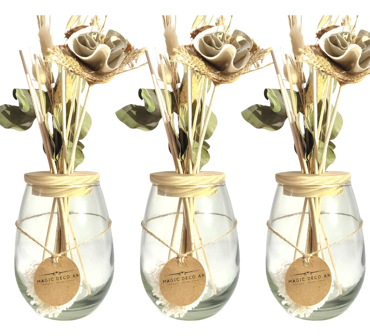 Mayorista X3 Frasco Vidrio Difusor Bomb Alt +tapa +flor Tela